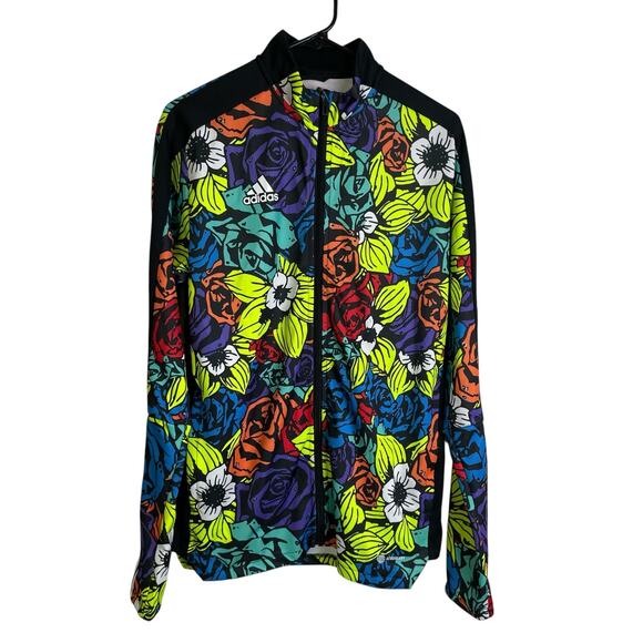 Adidas TIRO Floral Track Jacket Mens Medium Full Zip Colorful Stripes Train Gym - Picture 1 of 10